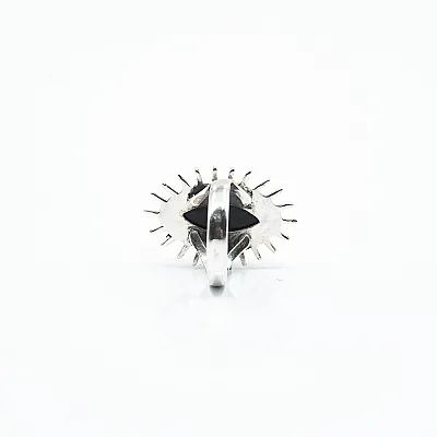 Inel oval raze solare onix Argint - 3