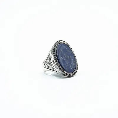 Inel oval model lapis lazuli Argint - 5