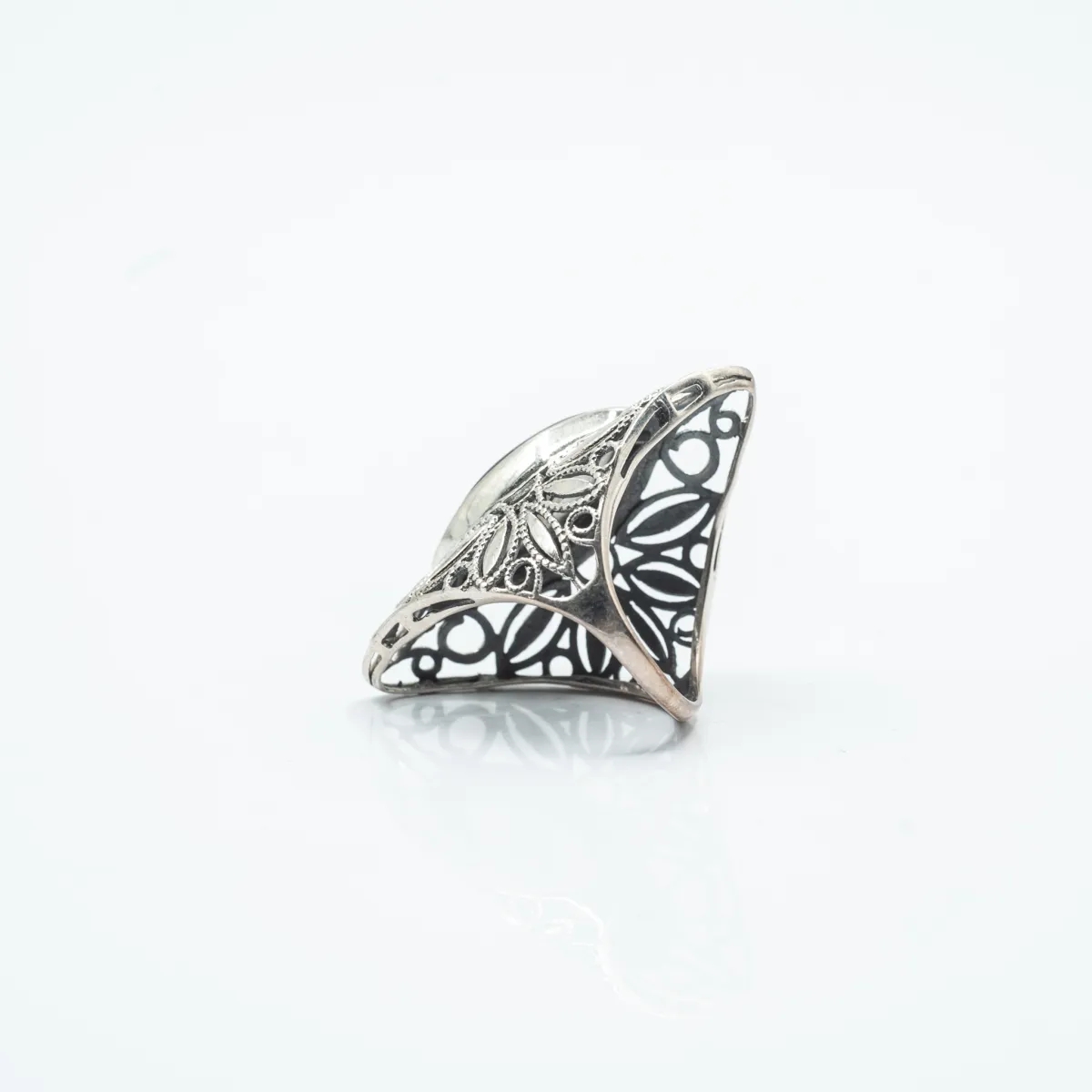 Inel lung broderie labradorite Argint