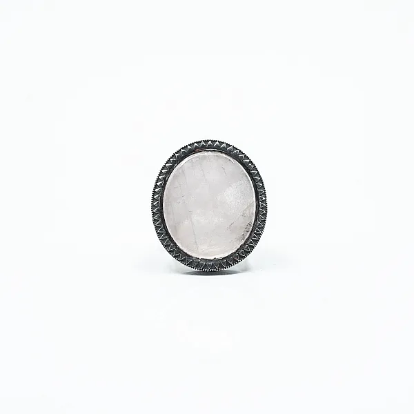 Inel oval model cuarz roz Argint