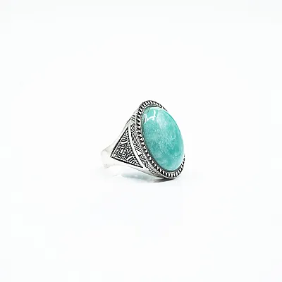 Inel oval model amazonite Argint - 5