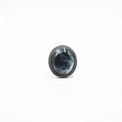 Inel oval model agat dendritic Argint - 1