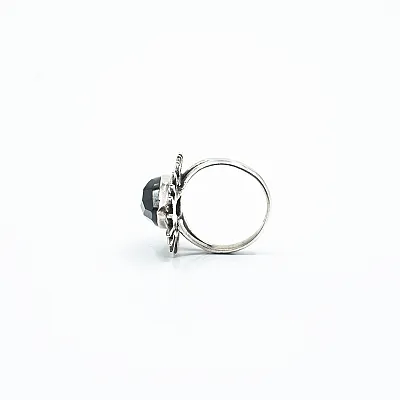 Inel oval raze solare onix Argint - 2
