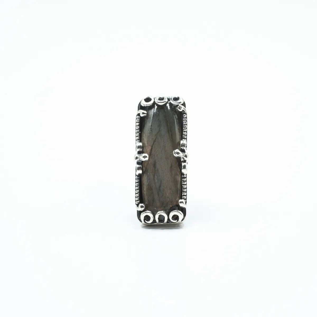 Inel dreptunghiular labradorite Argint