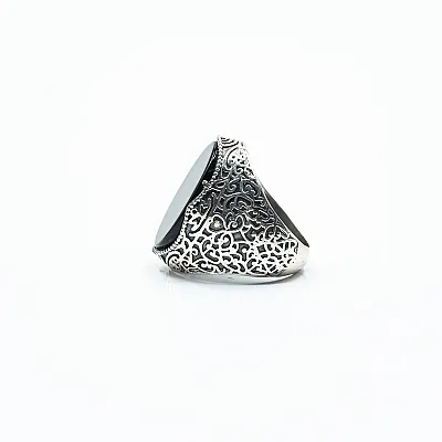 Inel oval broderie onix Argint - 2
