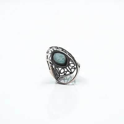 Inel lung broderie larimar Argint - 4