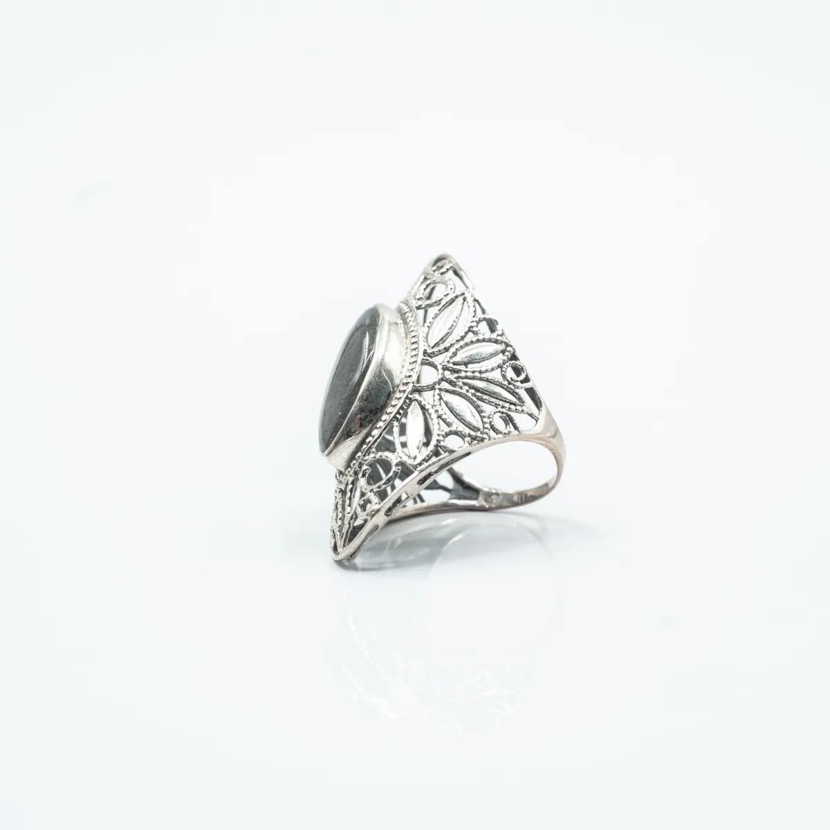 Inel lung broderie labradorite Argint