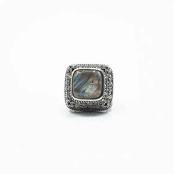 Inel patrat l labradorite Argint
