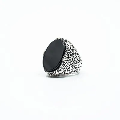 Inel oval broderie onix Argint - 1