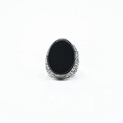 Inel oval broderie onix Argint - 5