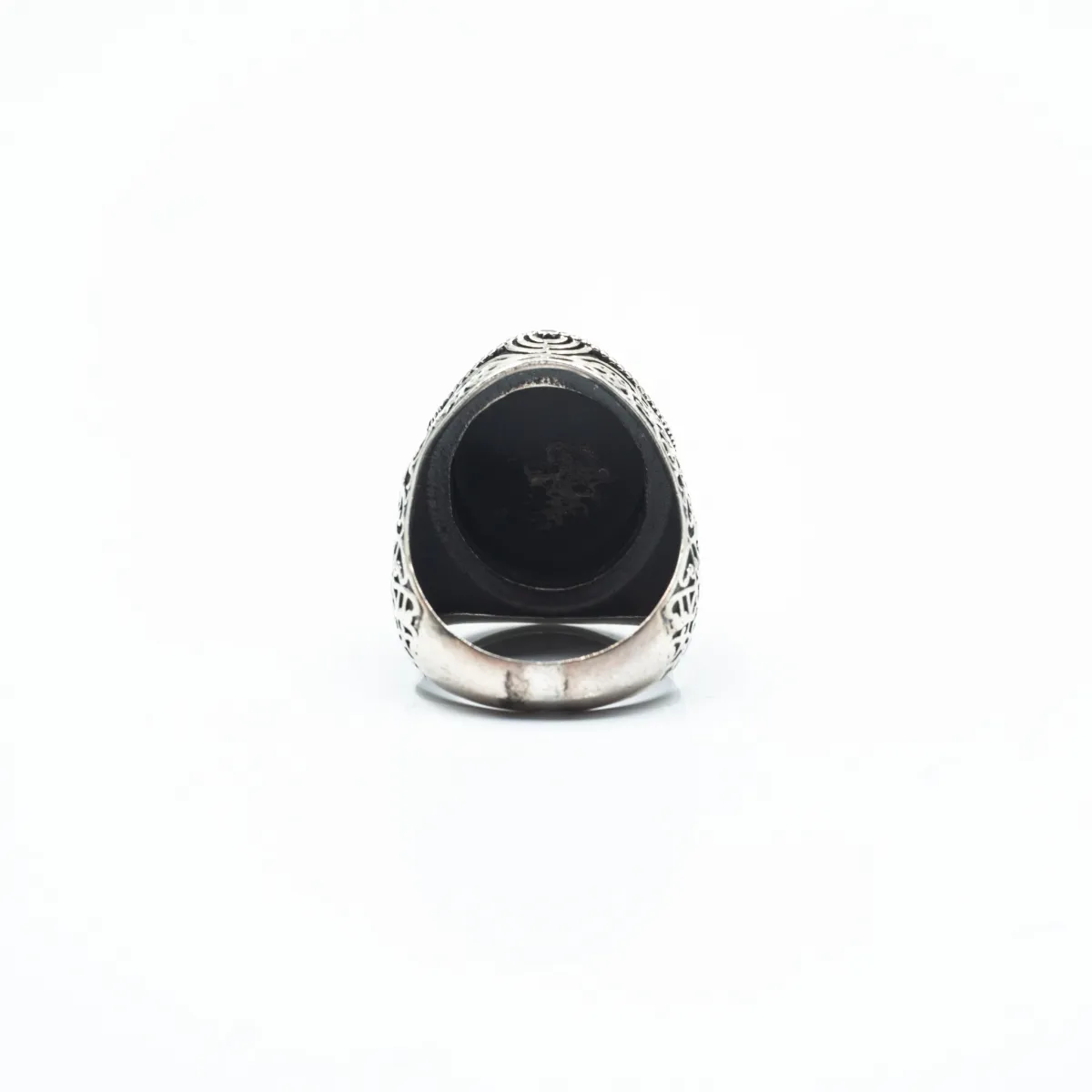 Inel oval broderie onix Argint