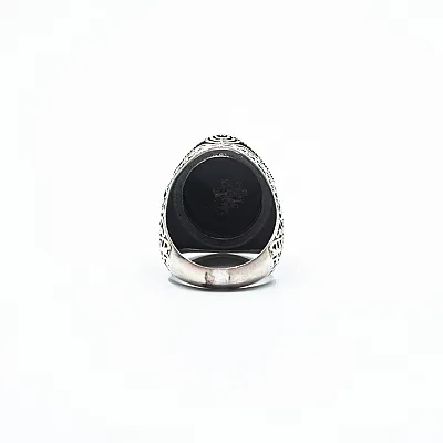Inel oval broderie onix Argint - 3