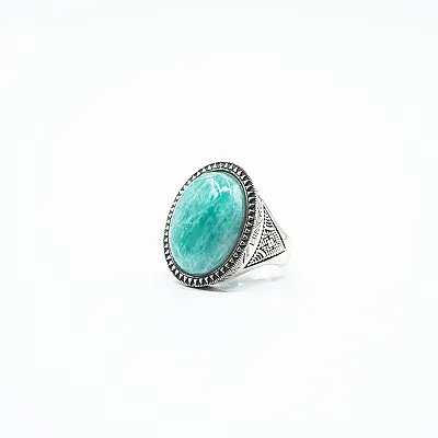 Inel oval model amazonite Argint - 2