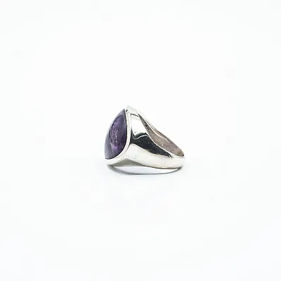 Inel oval piatra naturala ametist Argint - 2