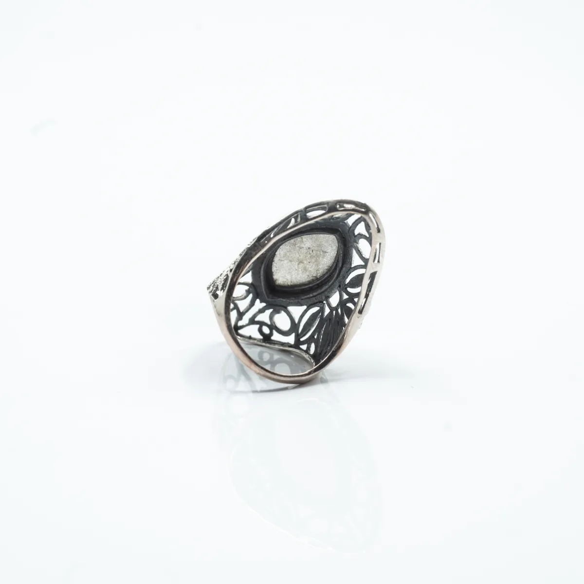 Inel lung broderie labradorite Argint