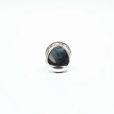 Inel oval model agat dendritic Argint - 4