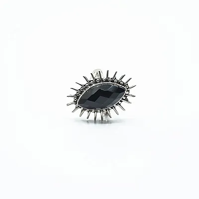 Inel oval raze solare onix Argint - 5