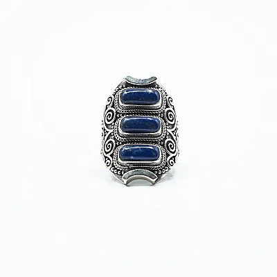 Inel lung dungi lapis lazuli Argint - 1