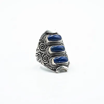 Inel lung dungi lapis lazuli Argint - 6