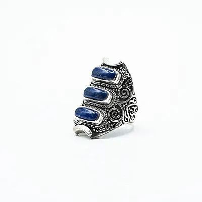 Inel lung dungi lapis lazuli Argint - 2