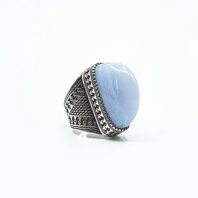 Inel oval tuguiat calcedonie bleu Argint - 4