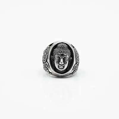 Inel oval cap Buddha Argint - 1