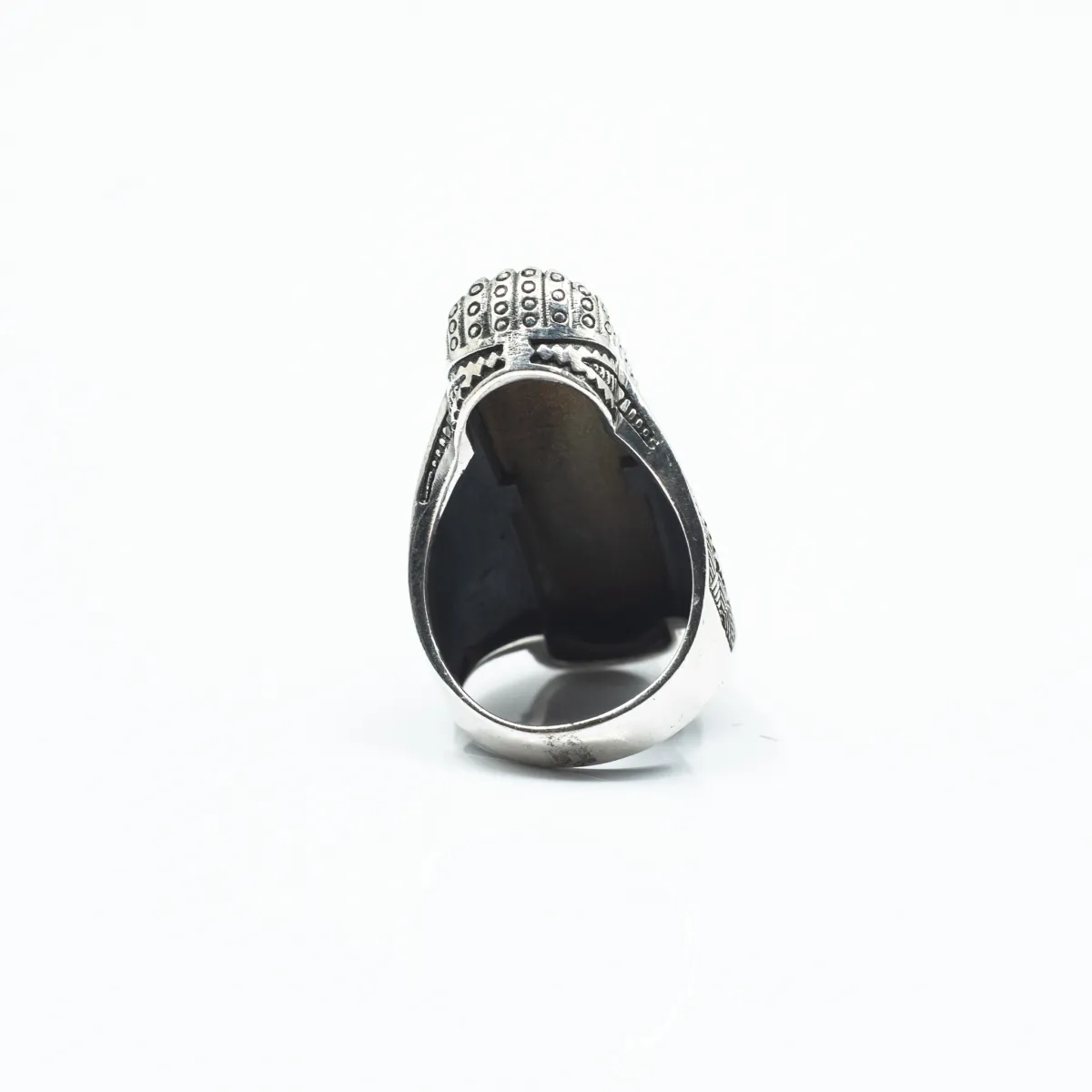 Inel dreptunghiular oval ochi de tigru Argint