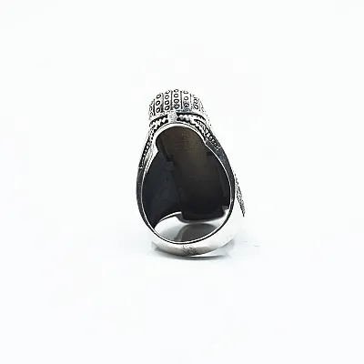 Inel dreptunghiular oval ochi de tigru Argint - 4