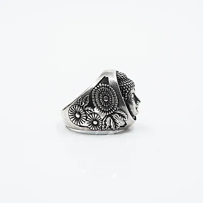 Inel oval cap Buddha Argint - 5