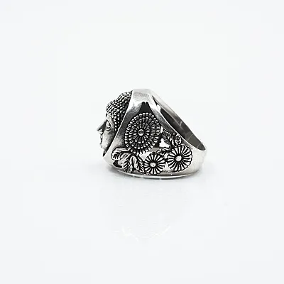 Inel oval cap Buddha Argint - 3
