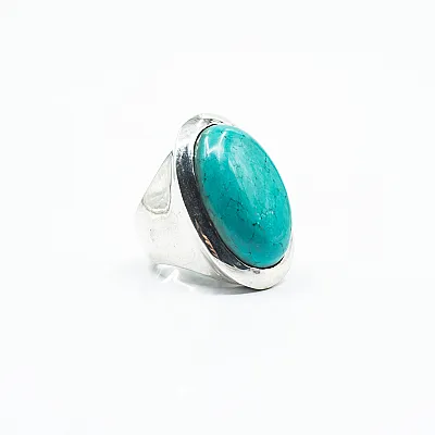 Inel oval simplu turcoaza Argint - 4