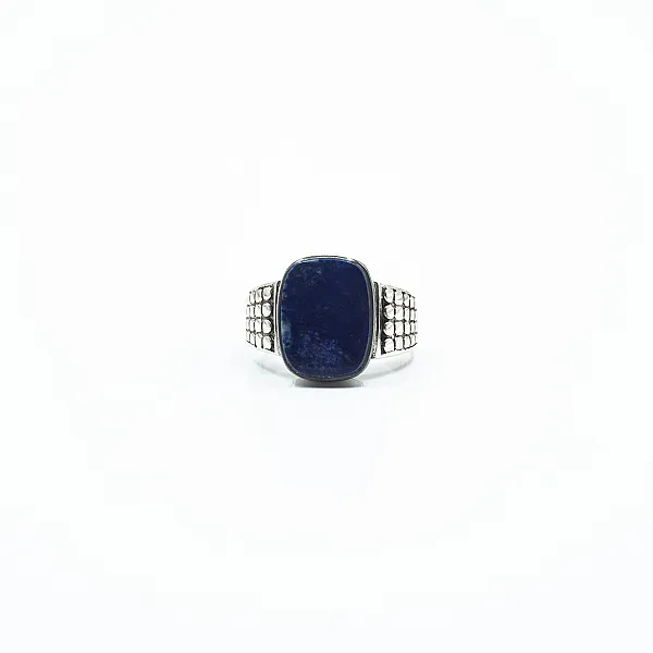 Inel dreptunghiular patratele lapis lazuli Argint