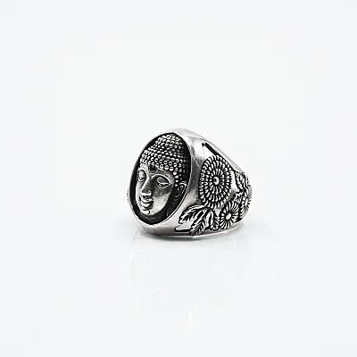 Inel oval cap Buddha Argint - 2