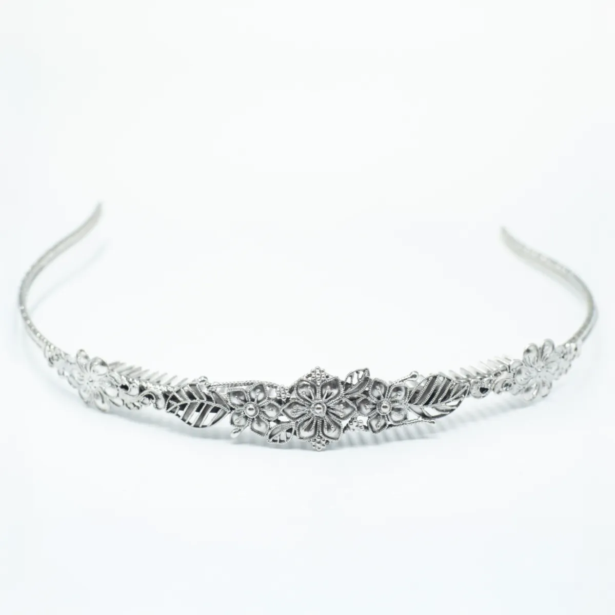 Tiara model floral Argint