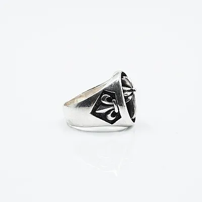 Inel oval cruce gotica Argint - 5