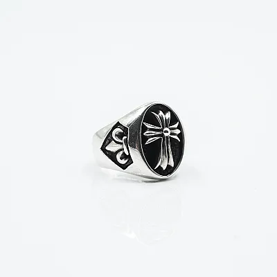 Inel oval cruce gotica Argint - 6