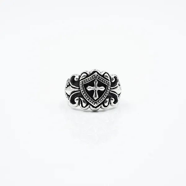 Inel gotic tip blazon cruce Argint