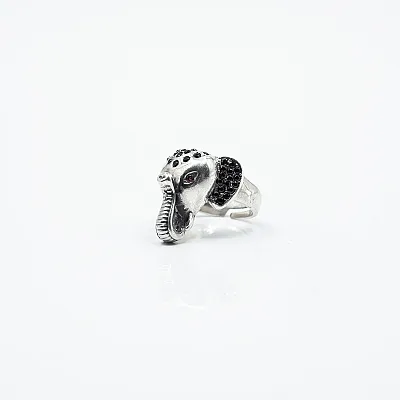 Inel reglabil cap de elefant cz Argint - 2
