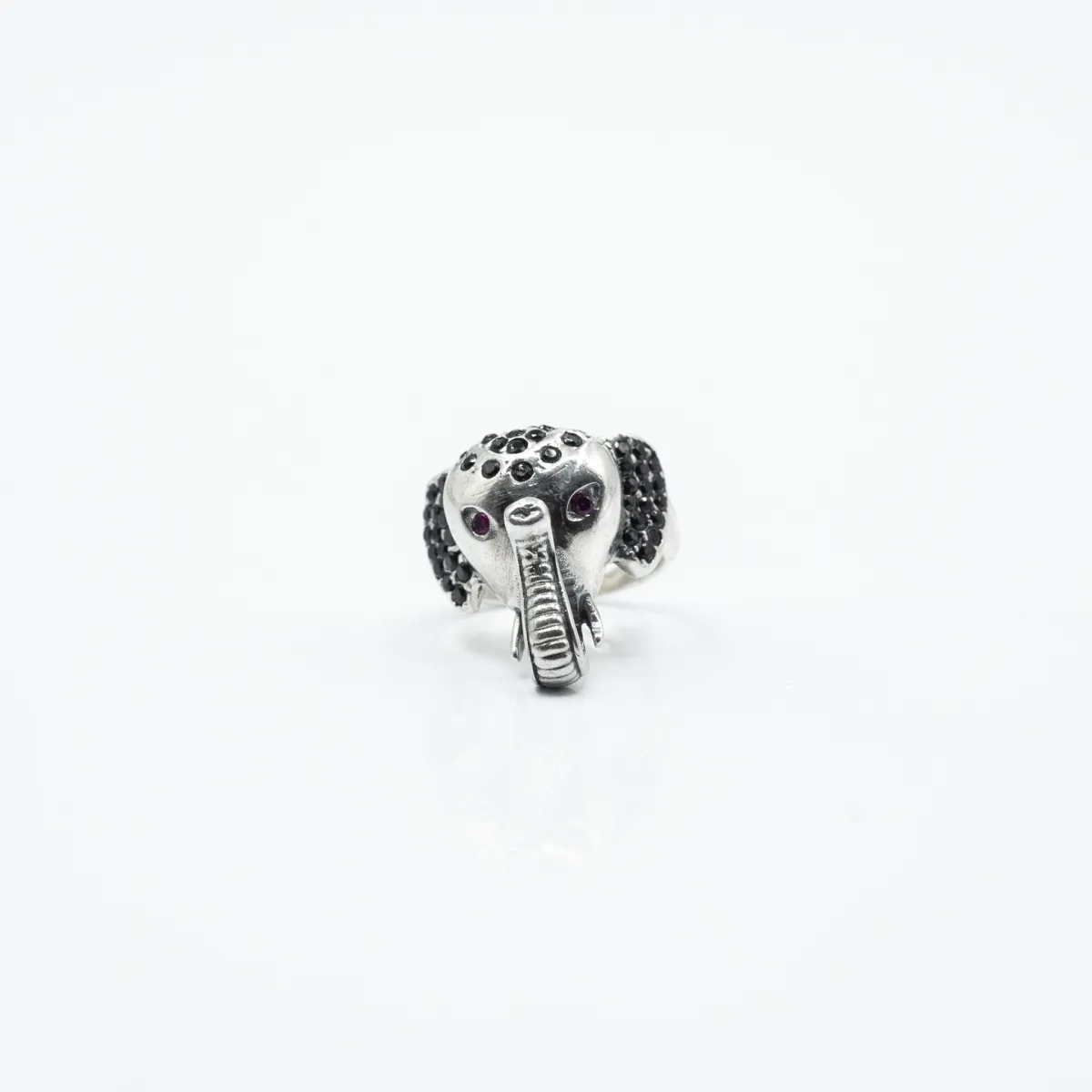Inel reglabil cap de elefant cz Argint