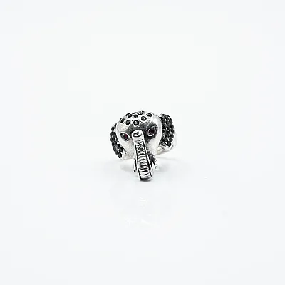 Inel reglabil cap de elefant cz Argint - 1