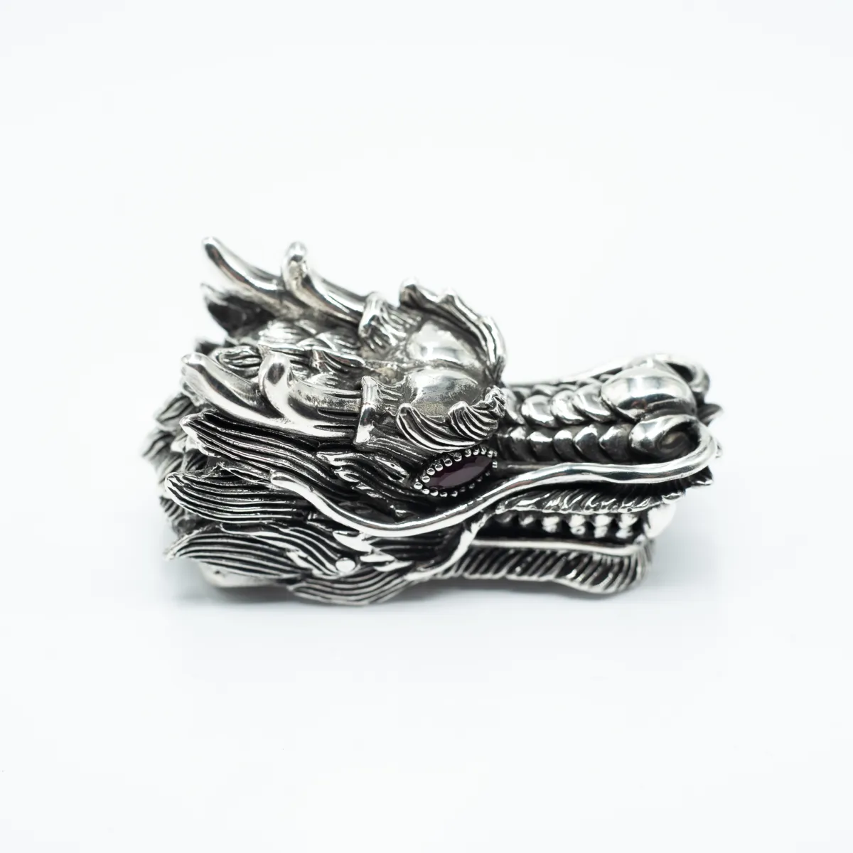 Clips de pantaloni cap de dragon Argint