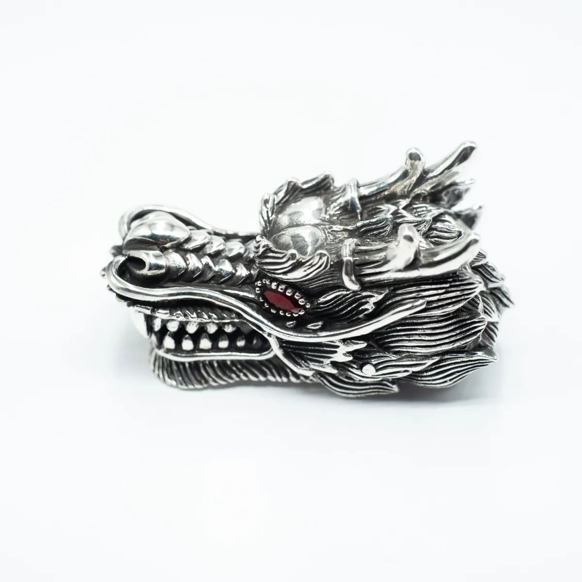 Clips de pantaloni cap de dragon Argint