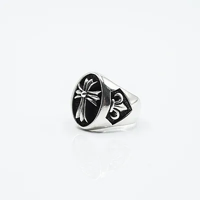Inel oval cruce gotica Argint - 2