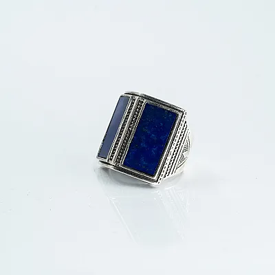 Inel dreptunghiular carte lapis Argint - 2