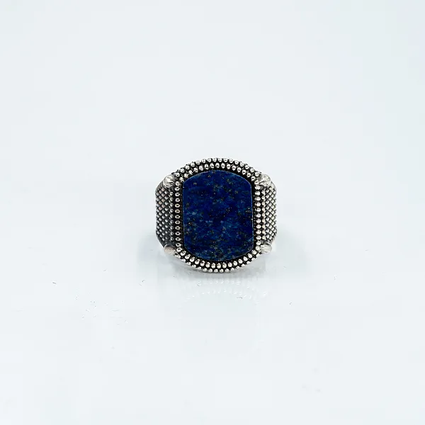 Inel dreptunghiular buburuze lapis Argint