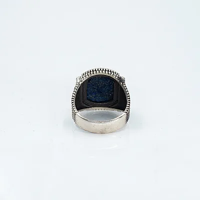 Inel dreptunghiular buburuze lapis Argint - 4
