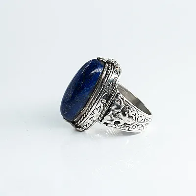 Inel Afgan oval lapis lazuli m Argint - 3