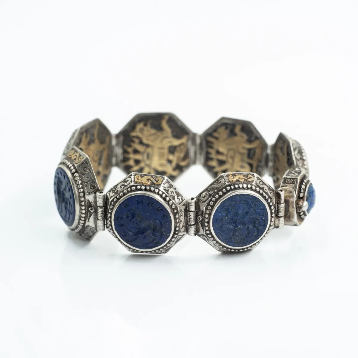 Bratara Afghana rotunda lapis lazuli Argint