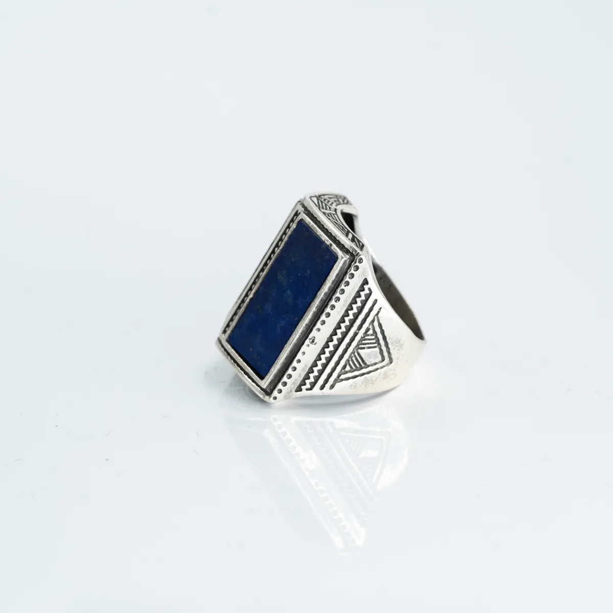 Inel dreptunghiular carte lapis Argint