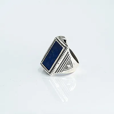 Inel dreptunghiular carte lapis Argint - 3